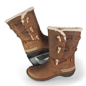 UGG Kona Mid Calf Leather Sherpa Lined Boots Chestnut Brown 5156 Women's 7